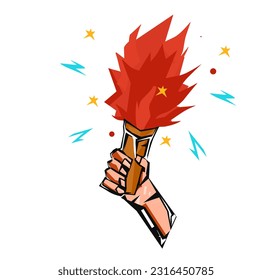 ilustración vectorial de una mano que sostiene una antorcha