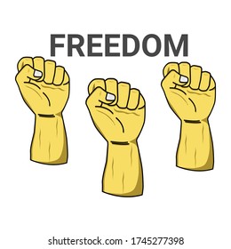vector illustration of hand holding up, freedom of human rights