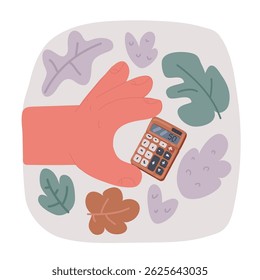 Vector illustration of Hand holds calculator