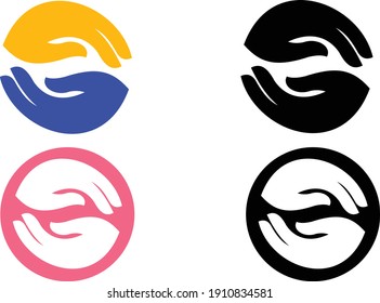 vector illustration of hand icon above and below