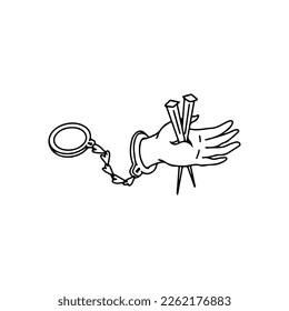 vector illustration of a hand impaled by a nail