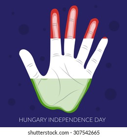 Vector Illustration of a hand for Independence day of Hungary.