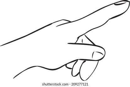 Vector illustration of a hand with index finger pointing forward, simple doodle sketch