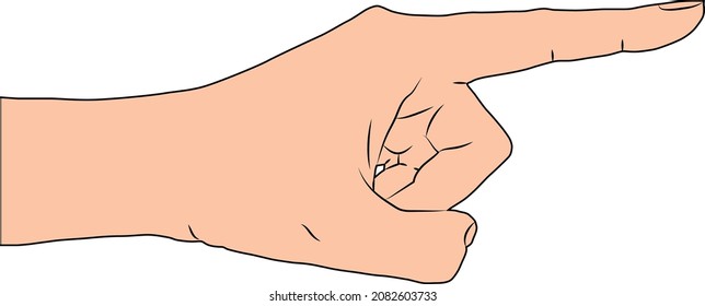 Vector illustration of a hand indicating with forefinger in horizontal.