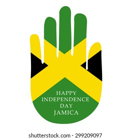 Vector illustration of a Hand for Jamica independence Day.