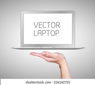 vector illustration of a hand and a laptop