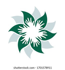 A vector illustration of hand and leaf 