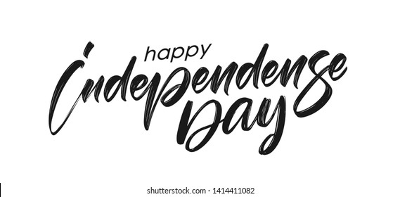 Vector illustration: Hand lettering of Happy Independence Day on white background. Fourth of July.