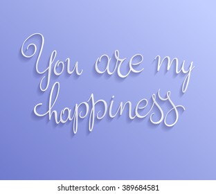 vector illustration of hand lettering inspiration quote about happiness. Happy badge, print, logo, emblem.