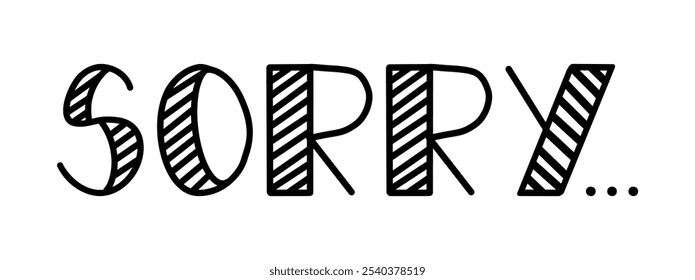 Vector illustration hand Lettering word Sorry isolated on a white background for icon, logo, badge, cards, poster, banner,