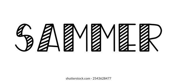 Vector illustration hand Lettering word Summer for icon, logo, badge, cards, poster, banner