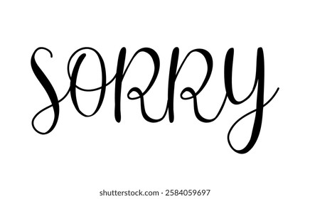 Vector illustration hand Lettering word Sorry for icon, logo, badge, cards, poster, banner,