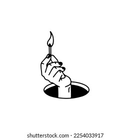 vector illustration of a hand with a lighter