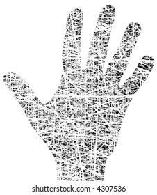 Vector illustration of a hand with line grunge