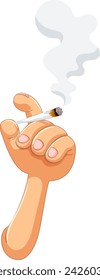 Vector illustration of a hand with a lit cigarette.