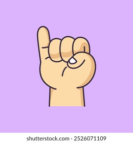 Vector illustration of hand, little finger standing.