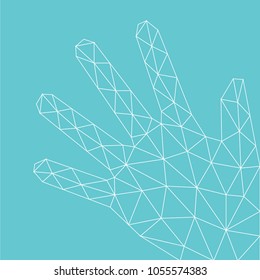 Vector illustration of a hand in a low-poly style.