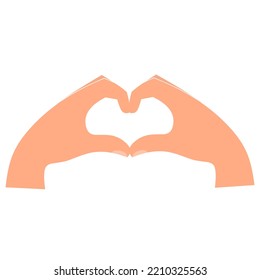 Vector illustration of hand made heart shape. Hand symbol. Isolated on a white background. Great for valentines day.