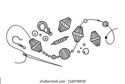 Vector illustration of hand made Jewelry process. Can be used as a sticker, icon, logo, design template, coloring page