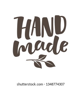 Vector illustration of Hand made lettering. Graphic elements for design of label, sticker or tag. Calligraphic sign for packaging, handcrafted goods and promotion