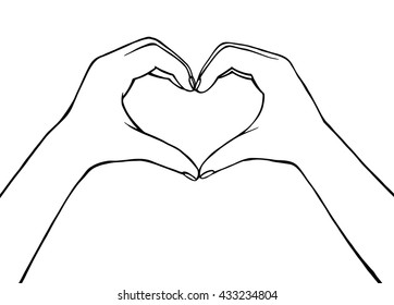 Vector illustration hand making heart sign. Valentine concept