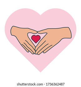 vector illustration hand making love symbol