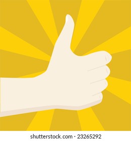 Vector illustration of a hand making a positive sign, ie. with the thumb up