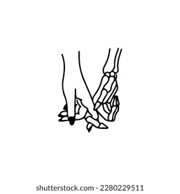 vector illustration hand meets bone hand concept
