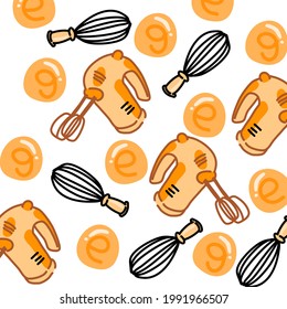Vector illustration, hand mixer white on background.