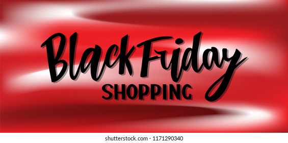 Vector illustration of hand modern brush calligraphic lettering of text Black Friday shopping isolated on red background with watercolorsplash red color.template of banner, print, flyer, poster, label