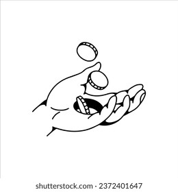 vector illustration of hand with money concept
