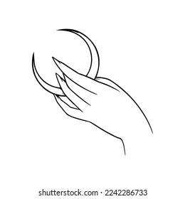 vector illustration of hand with moon