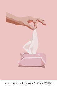 Ilustración vectorial con mano y servilleta