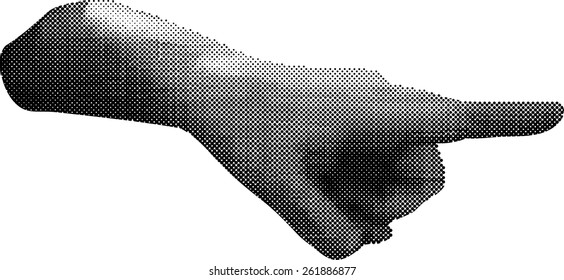 Vector illustration of  hand on white background. gesture of pointing finger.