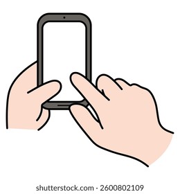 Vector illustration of a hand operating a smartphone
