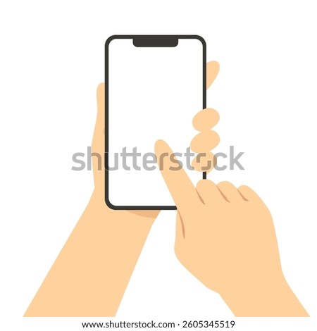 Vector illustration of a hand operating a smartphone