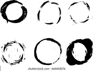 Vector illustration of hand painted round frames