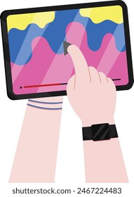 Eine Vektorillustration einer Hand, die ein Video pausiert