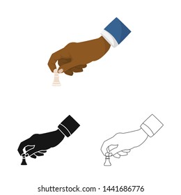 Vector illustration of hand and pawn logo. Collection of hand and business stock symbol for web.