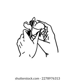 vector illustration of hand peeling heart concept