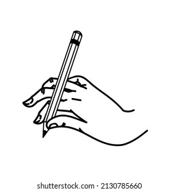 Vector illustration of a hand with a pencil