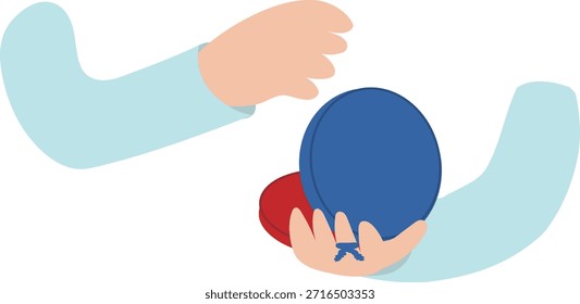 Ilustración vectorial de una mano tocando un instrumento de percusión de castañuela