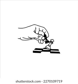 vector illustration of a hand playing chess