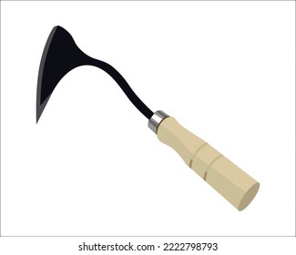 Vector Illustration of Hand Plow Hoe, Weeding Sickle Gardening Tool for Digging, Planting, Edging, Perfect for Small Jobs Tool isolated. Gardening hand tools
