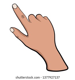 Vector illustration of a hand with a pointing finger on a white background. Stock vector
