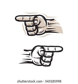 Vector illustration of the hand with pointing finger.
