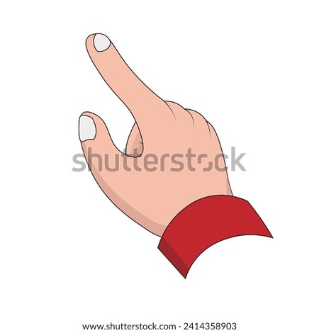 vector illustration of hand pointing with index finger, flat design.