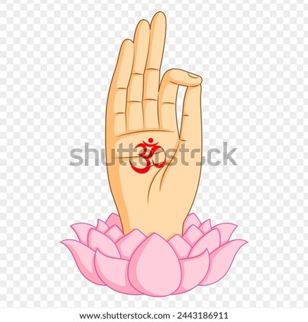 Vector illustration of hand posture on a lotus with transparent background