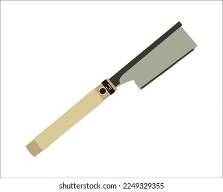 Vector Illustration Hand Pruning Folding Saw isolated. Carpentry hand tools. This saw is used to cut a wide range on the large end of wood thicknesses or trim live shrubs and trees.