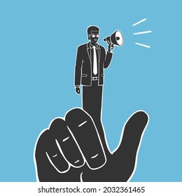 Vector Illustration Hand and Puppet With Megaphone